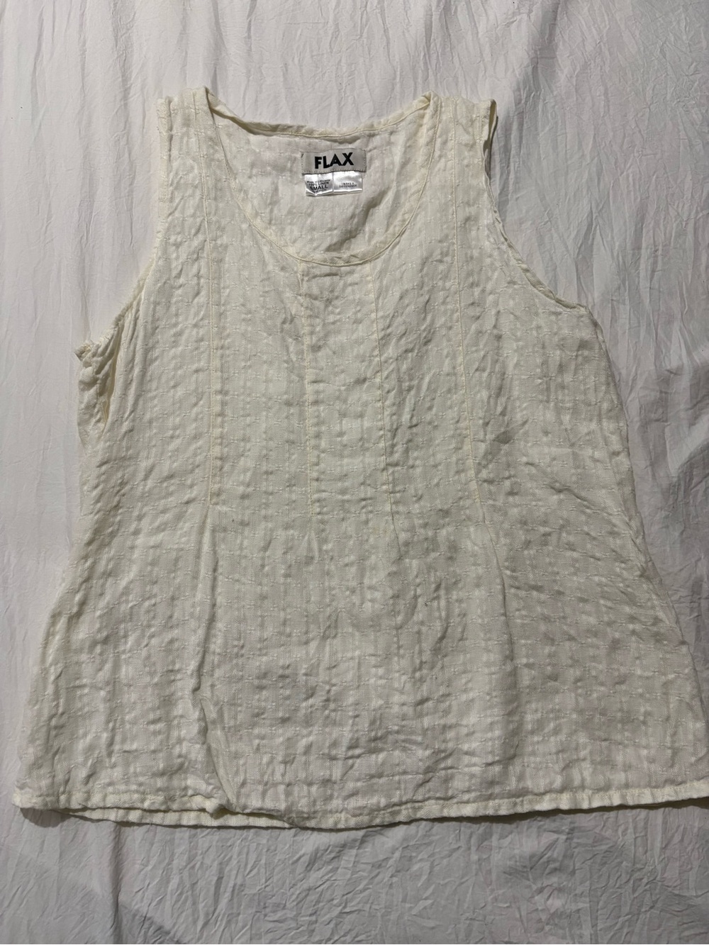 FLAX Women's Cream Sleeveless Tank 100% Linen